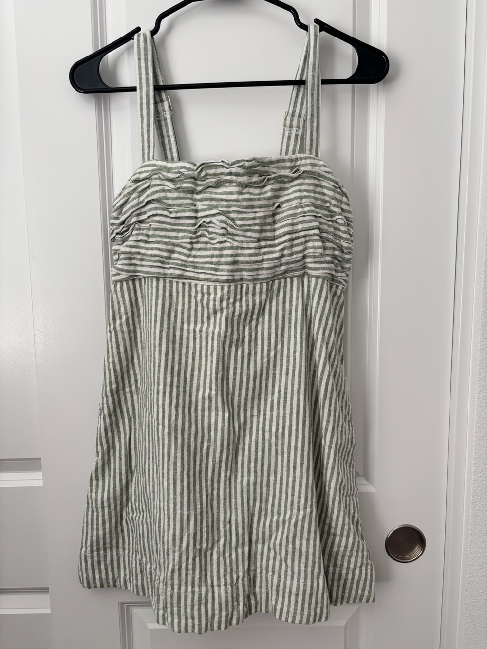 Abercrombie & Fitch Green and White Striped Mini Dress with Built in Shorts